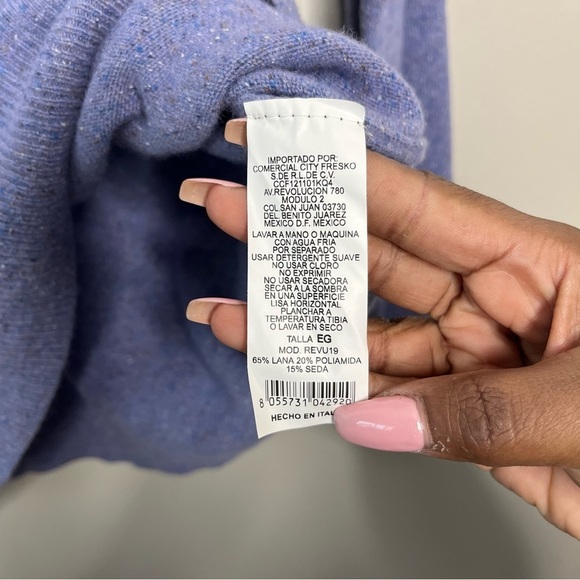 Giada Moda Italia Wool Sweater XL Henley Button Mock Neck Women Splatter Print - Picture 8 of 9